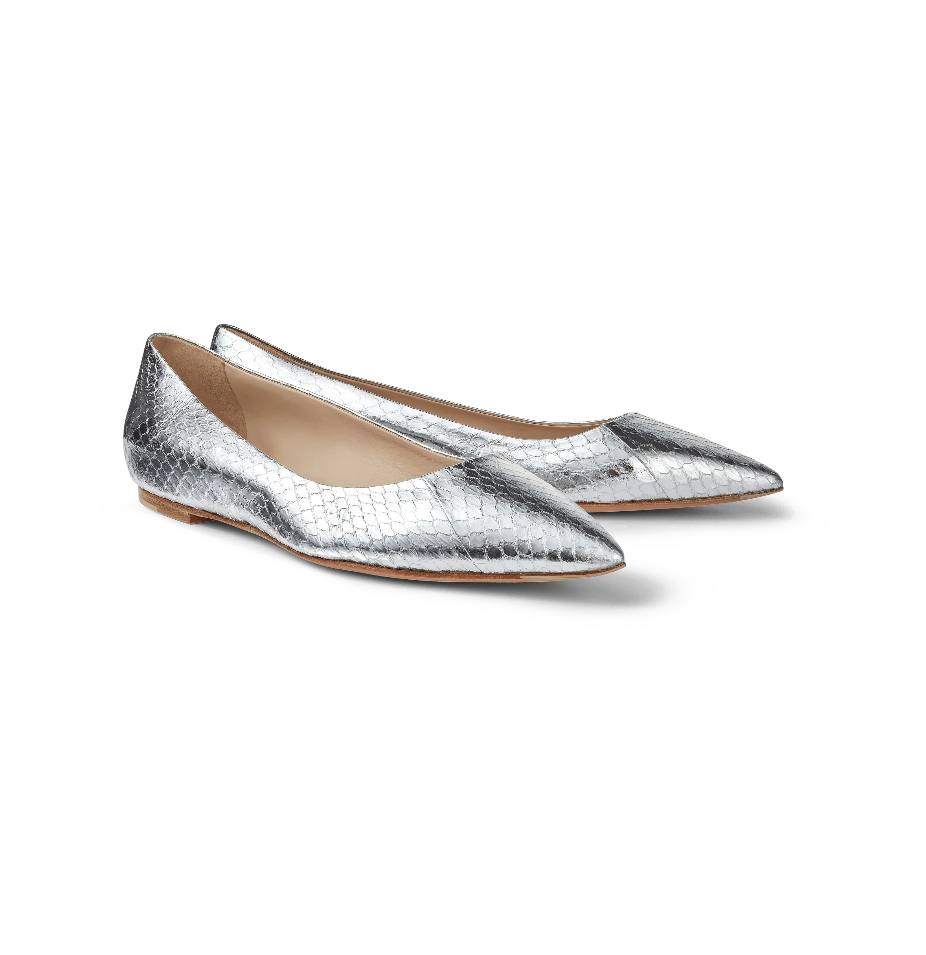 Silver Elaphe Ballerina Pumps