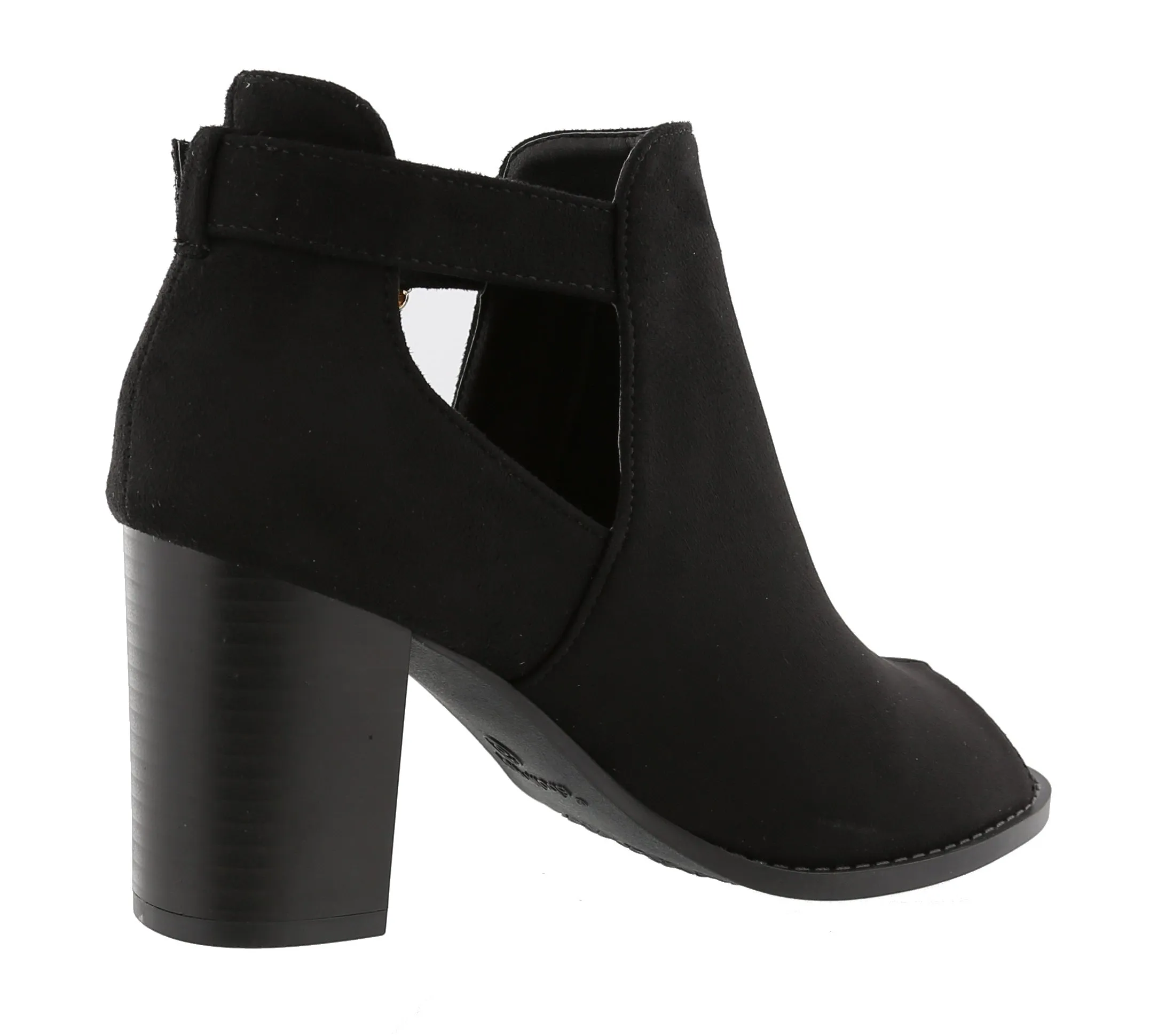 Top Moda Women's Peep Toe Cut Out Chunky Stacked Block Heel Ankle Bootie