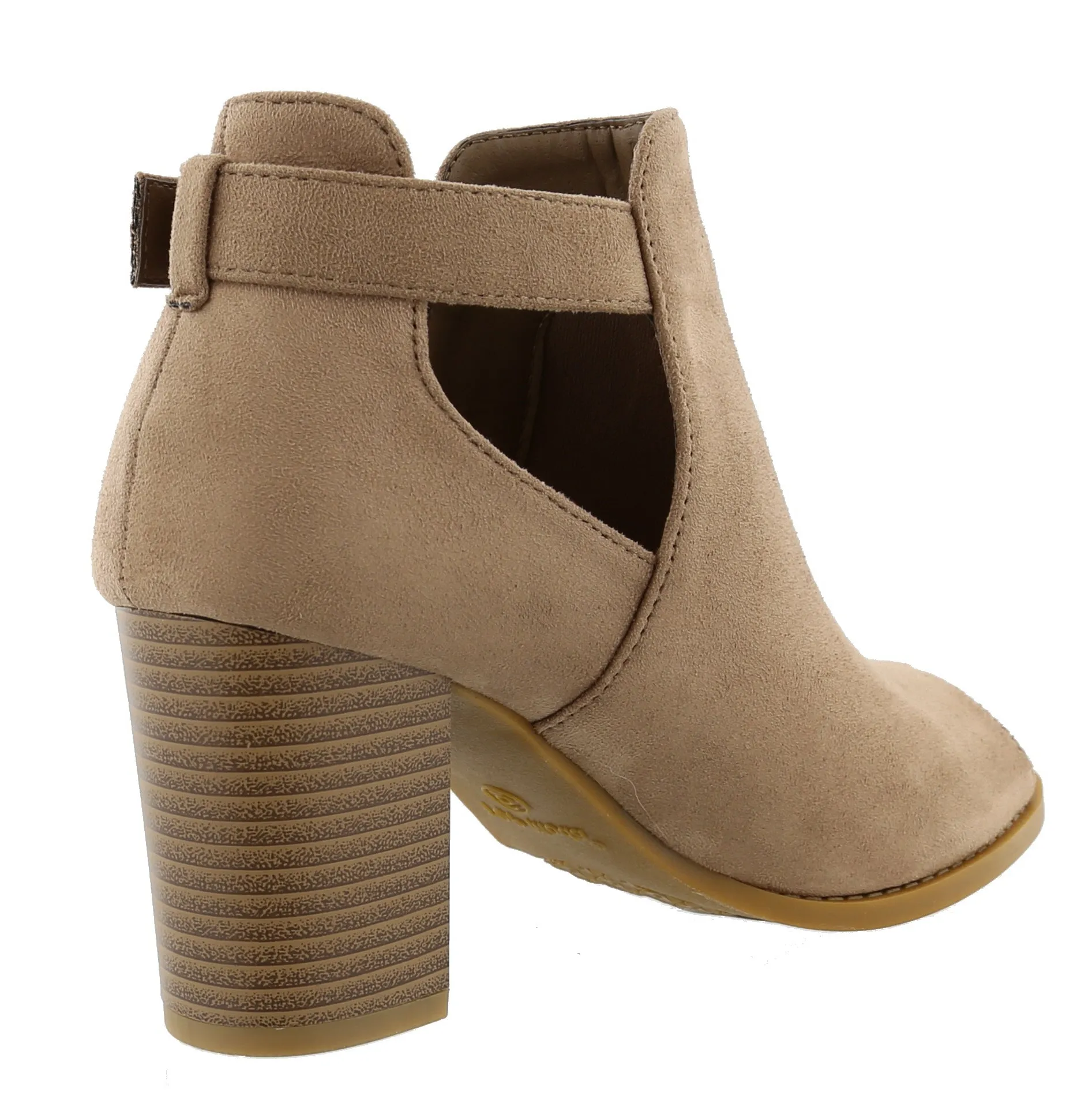 Top Moda Women's Peep Toe Cut Out Chunky Stacked Block Heel Ankle Bootie