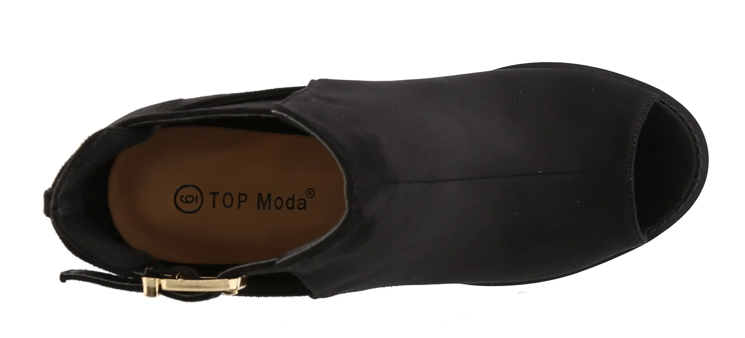Top Moda Women's Peep Toe Cut Out Chunky Stacked Block Heel Ankle Bootie