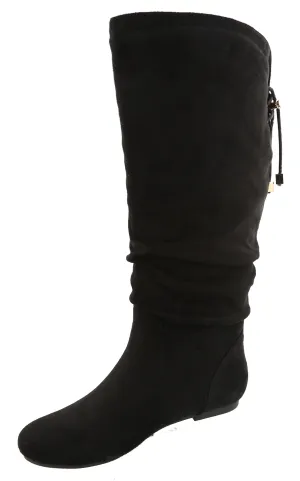Top Moda Women's Slouchy Knee High Flat Heel Boot