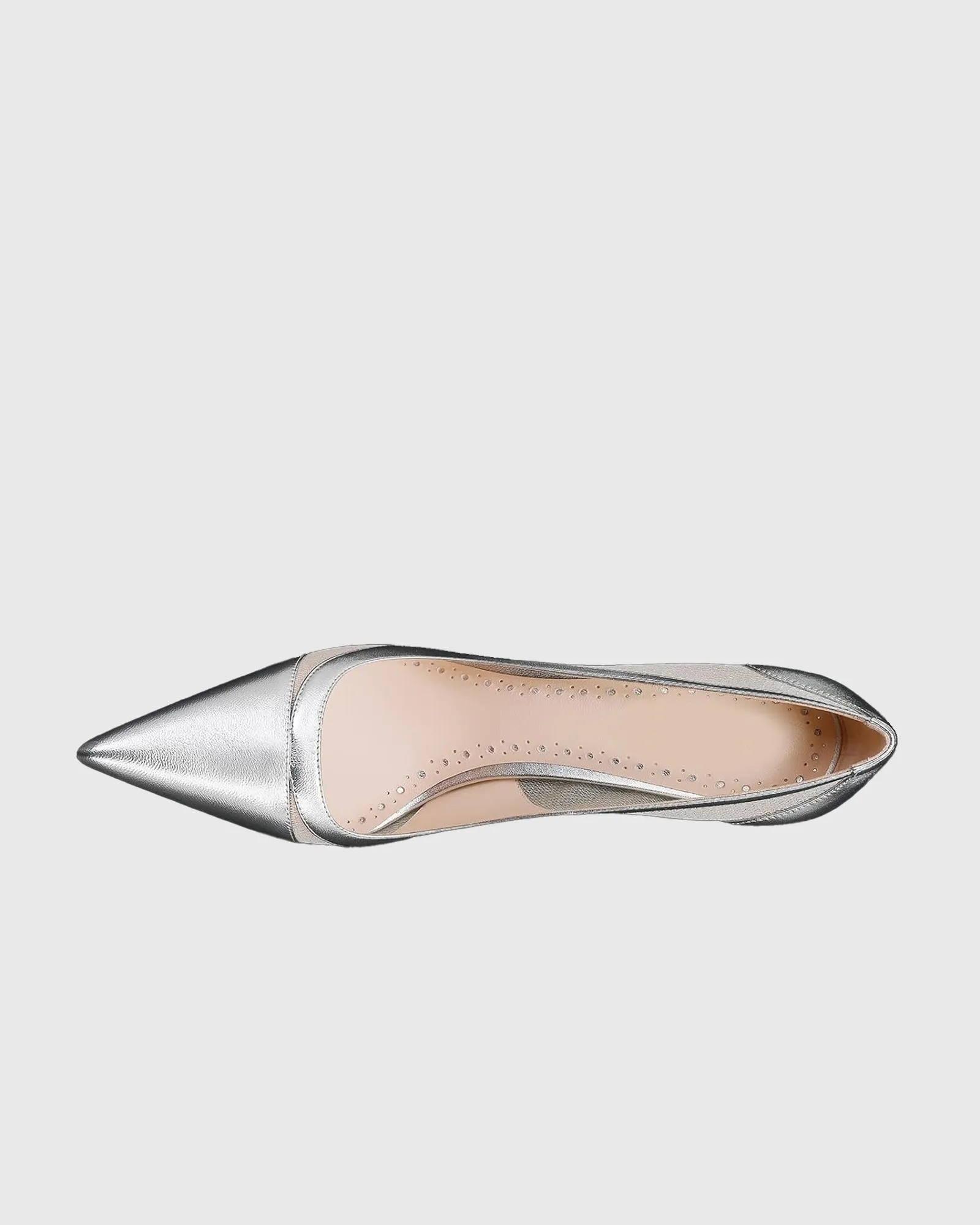 Varda Leather Mesh Splicing Pumps In Silver
