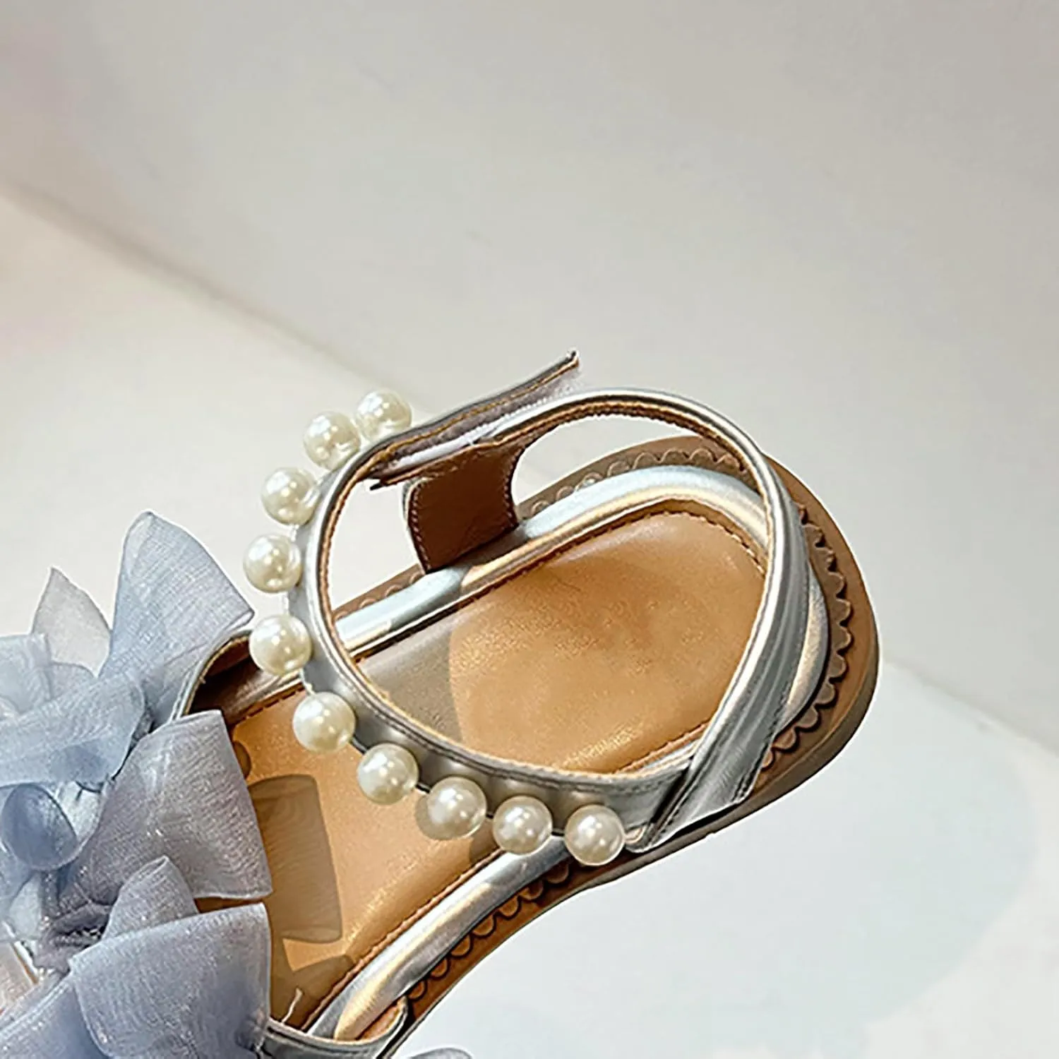 White Dress Sandals For Girls Breathable Open Toe Wedding Flower Sandals With Rubber Sole Summer Bowknot Shoes