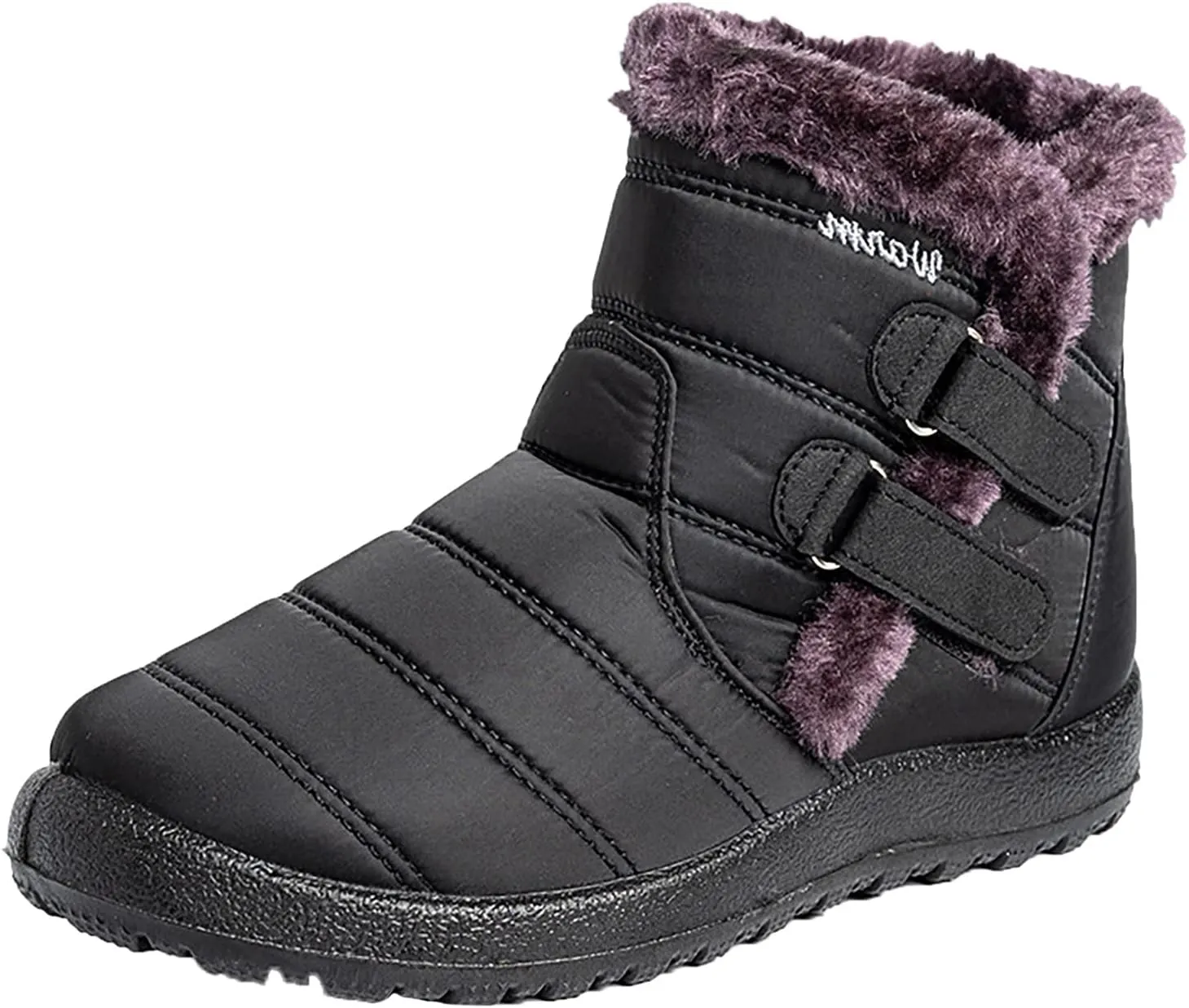Womens Slip on Snow Boots Waterproof Non Slip Winter Boots Wide Women's Boots Winter Leather Slip Resistant Snow Boots for Women Womens Winter Hiking Boots Sales Clearance, Black-d