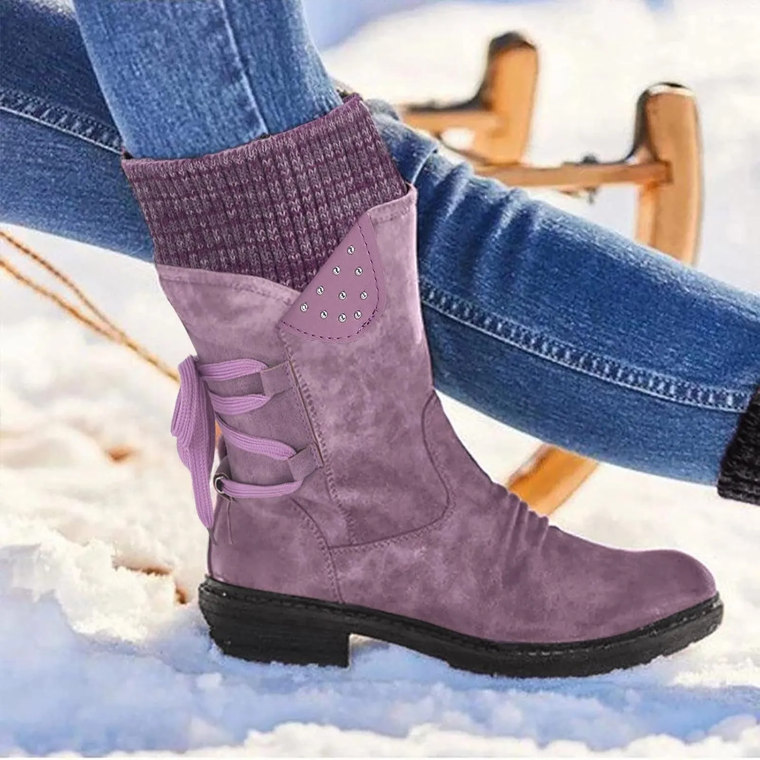 Women's Snow Boots Waterproof Insulated Blue Women's Waterproof Winter Snow Boots Waterproof Snow Boots Women Pull on Women's Winter Boots Black Size 9 Womens Socks Thermal Hiking Winter Boot Warm