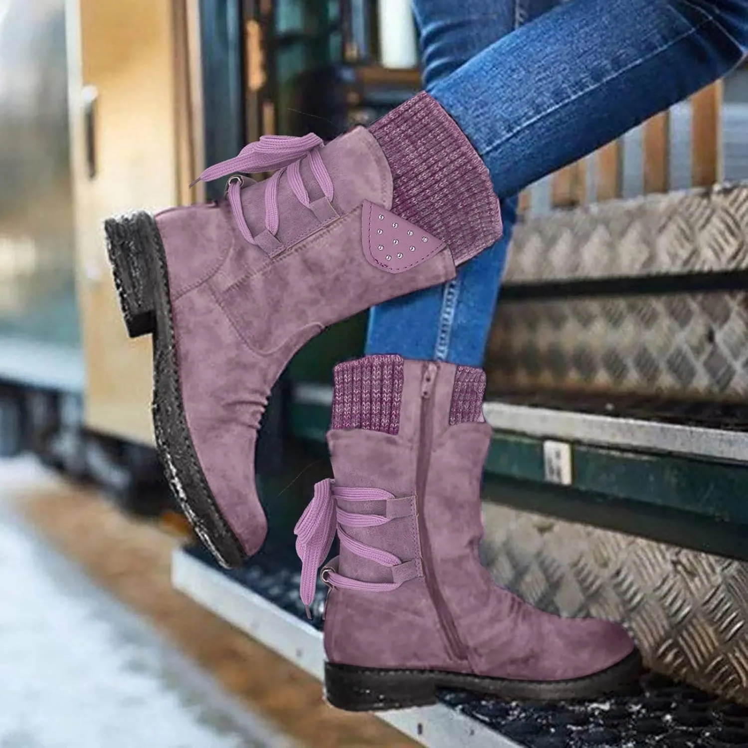 Women's Snow Boots Waterproof Insulated Blue Women's Waterproof Winter Snow Boots Waterproof Snow Boots Women Pull on Women's Winter Boots Black Size 9 Womens Socks Thermal Hiking Winter Boot Warm
