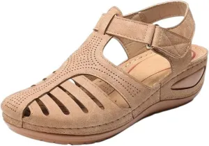 Womens Wedge Sandals Summer Closed Toe Platform Dressy Orthopedic Wedge Casual Bohemia Gladiator Wedge Shoes Comfort Ankle Strap Slip On Platform Sandals