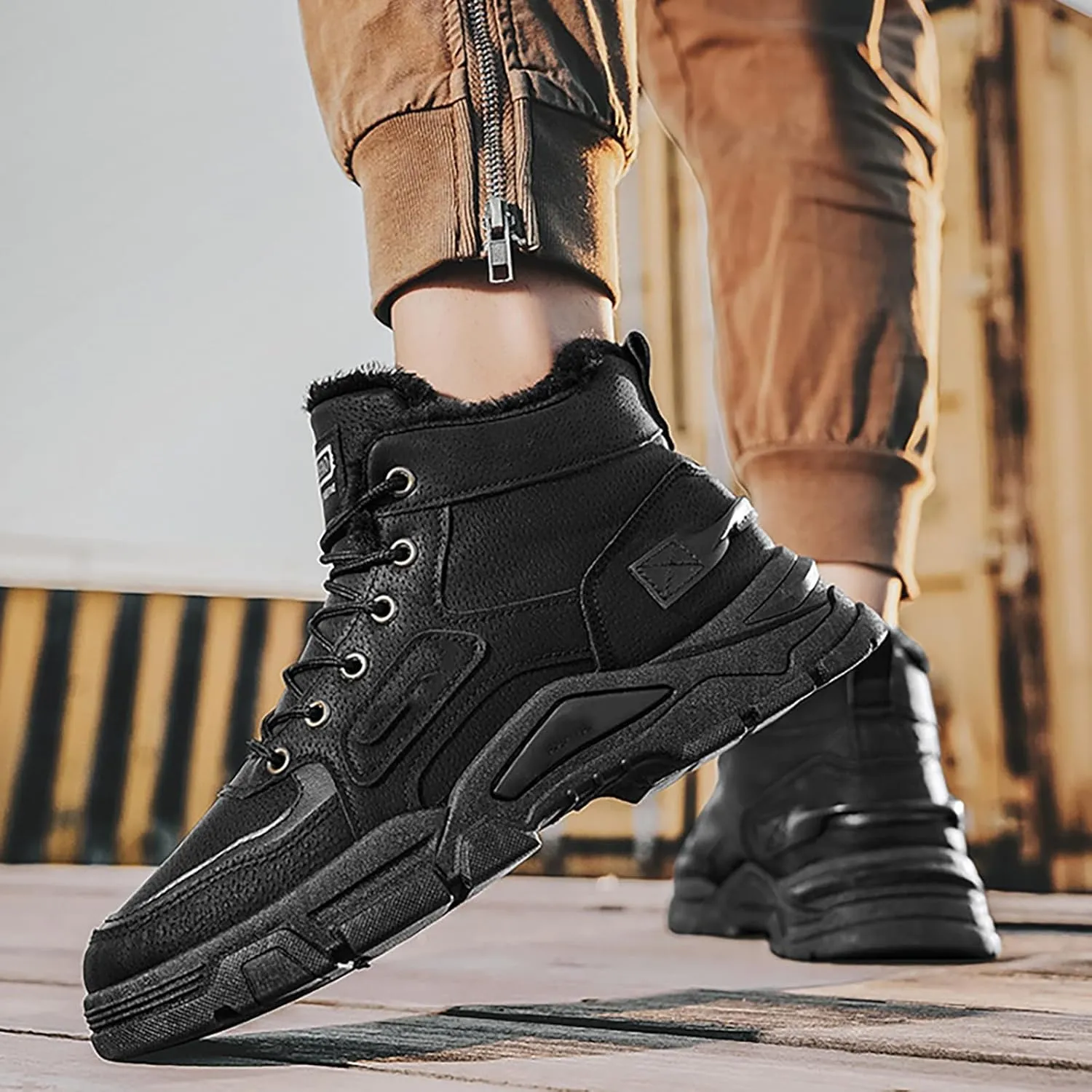 Work Boots for Men Soft Toe Hiking Sneakers Shoes with Fur Lined Women Safety Shoes Wide Width Waterproof Platform Botas Slip Resistant Hike Grounded Footwear