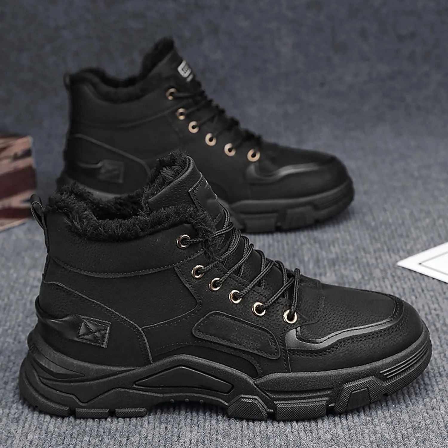 Work Boots for Men Soft Toe Hiking Sneakers Shoes with Fur Lined Women Safety Shoes Wide Width Waterproof Platform Botas Slip Resistant Hike Grounded Footwear