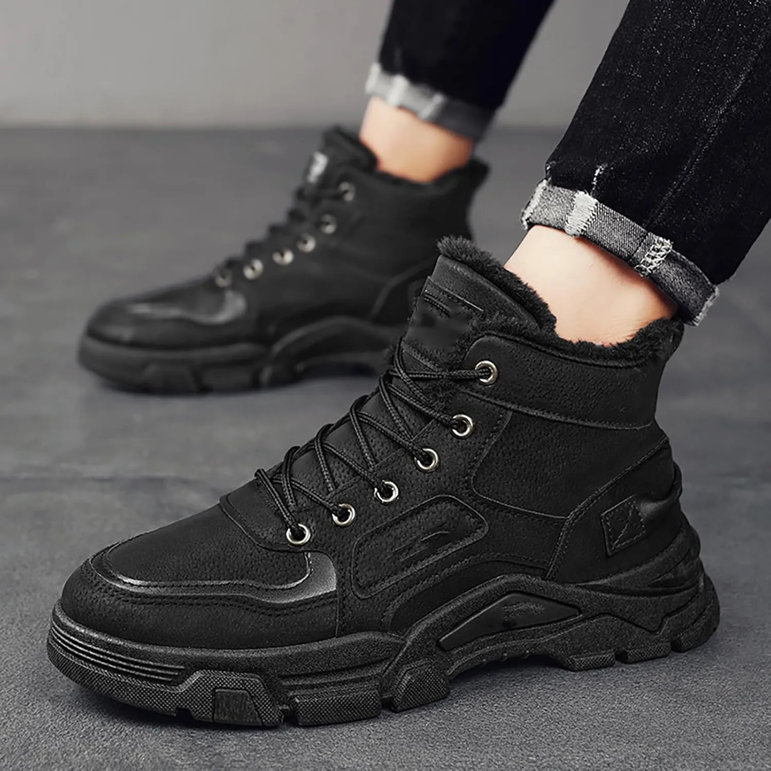 Work Boots for Men Soft Toe Hiking Sneakers Shoes with Fur Lined Women Safety Shoes Wide Width Waterproof Platform Botas Slip Resistant Hike Grounded Footwear