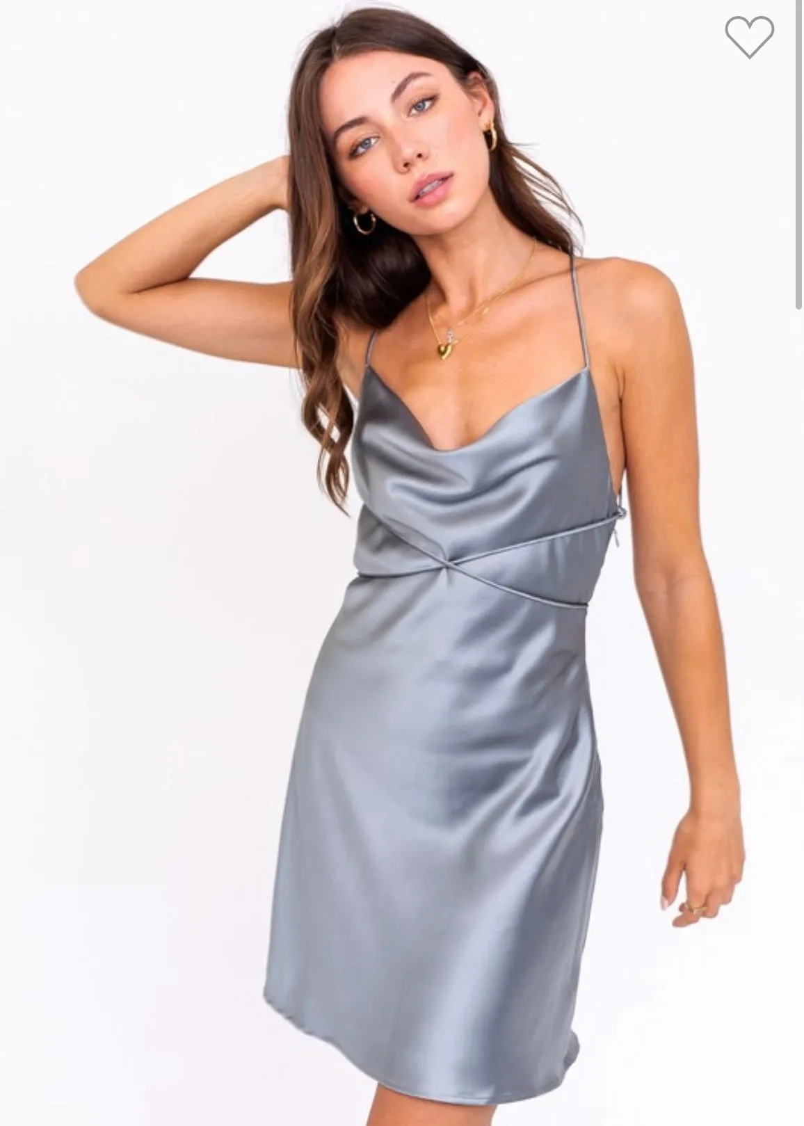 xback satiny cowl slip dress